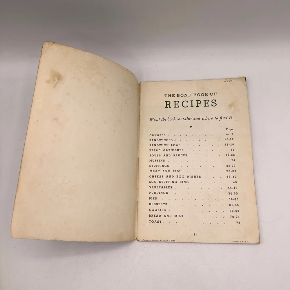 Bond Bread Cook Book Green 1935 Vintage Recipe Booklet Advertising Ephemera